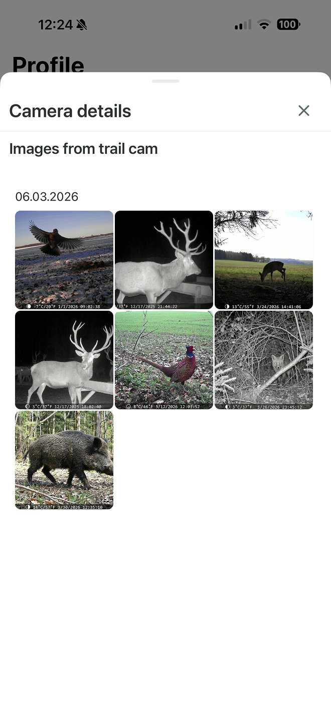 WildCam photos in the MyHunt app